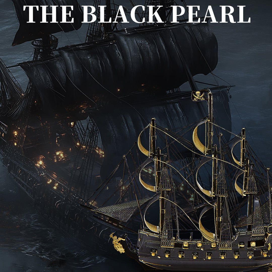  Mô Hình Kim Loại 3D Lắp Ráp Piececool Tàu Ngọc Trai Đen (77 mảnh, Black Pearl, Hít Tủ Lạnh) HB002-KG – MP1326 