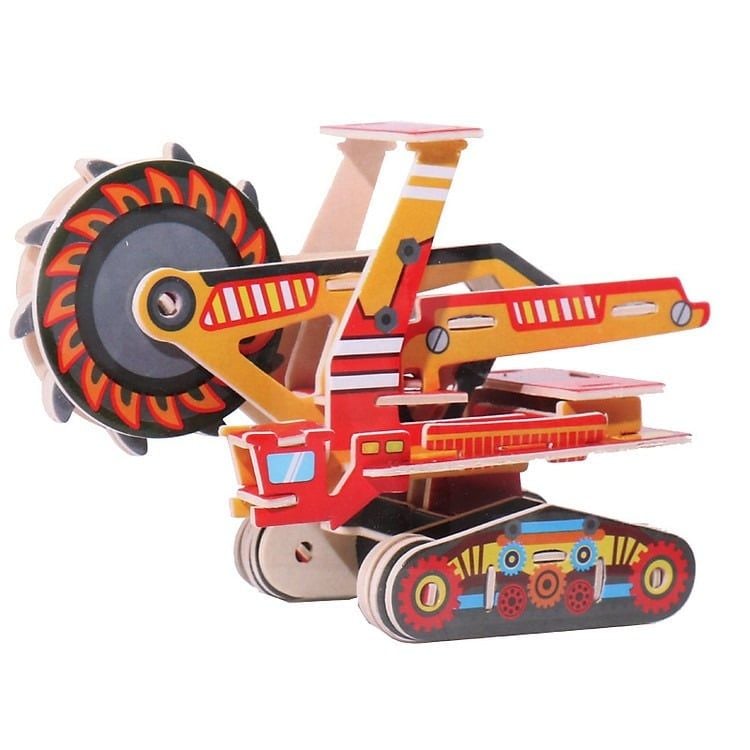 Đồ Chơi Xếp Hình 3D Bằng Gỗ Chủ Đề Xe Công Trình Và Máy Bay - Gỗ Ép Đã Sơn Màu Đẹp - WP269 