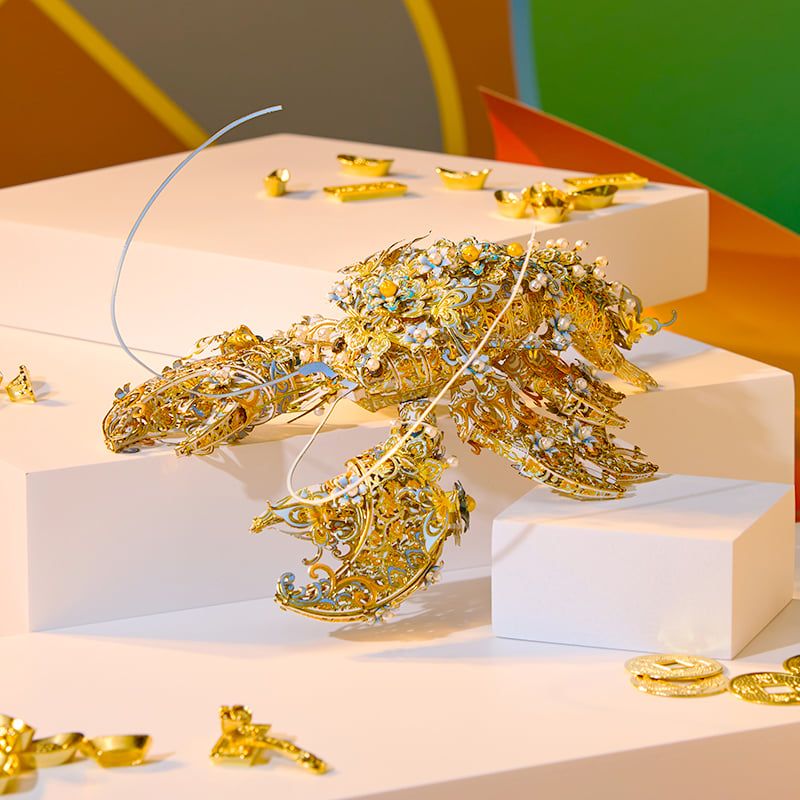  Mô Hình Kim Loại 3D Lắp Ráp Piececool Tôm Càng Hà Hữu Kiềm (283 mảnh, Fortune Lobster ) P393-YG – MP1296 