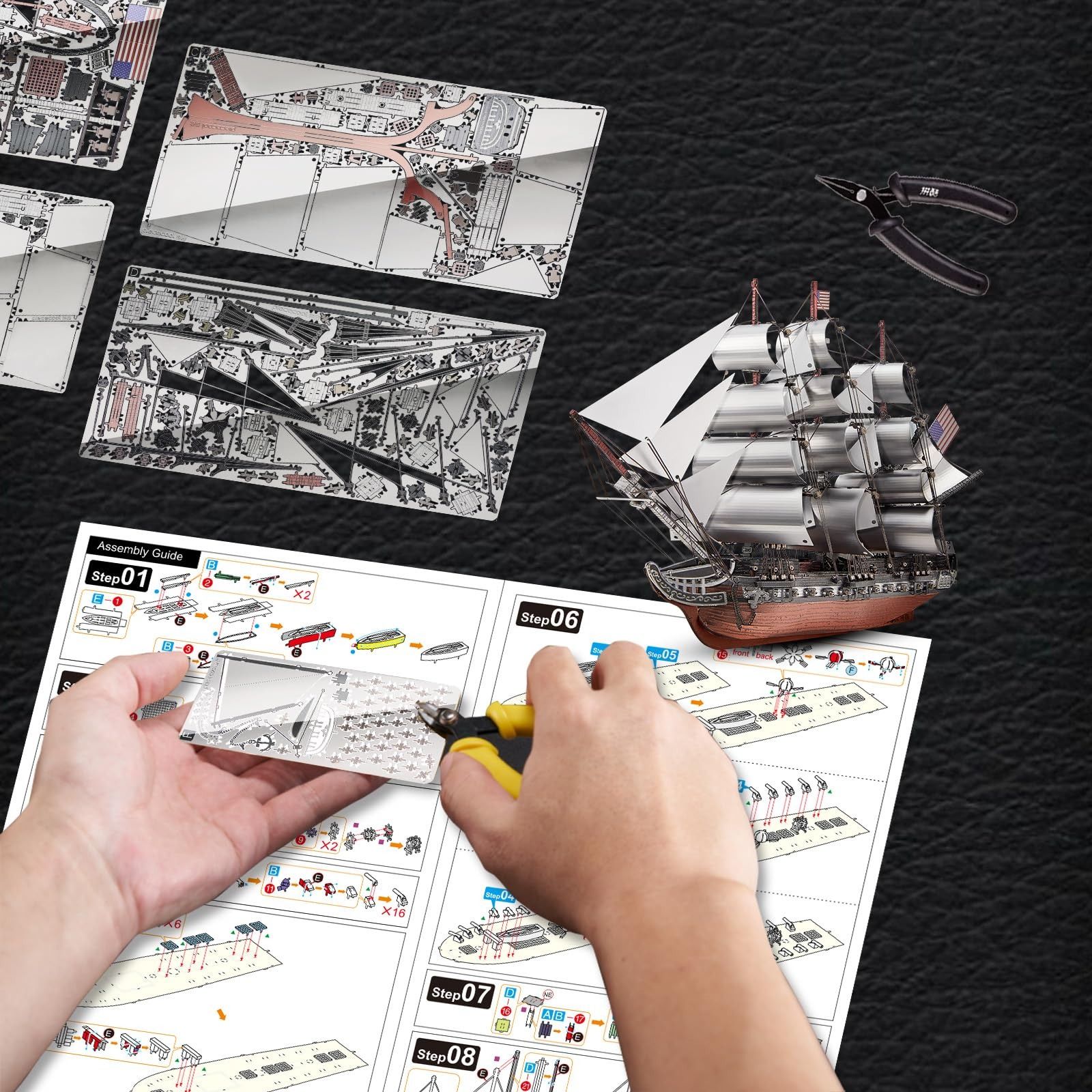  Mô Hình Kim Loại 3D Lắp Ráp Piececool Chiến Hạm Buồm USS Constitution IX-21 Hải Quân Hoa Kỳ (349 mảnh, Nhiều Màu) HP376-RS – MP1325 