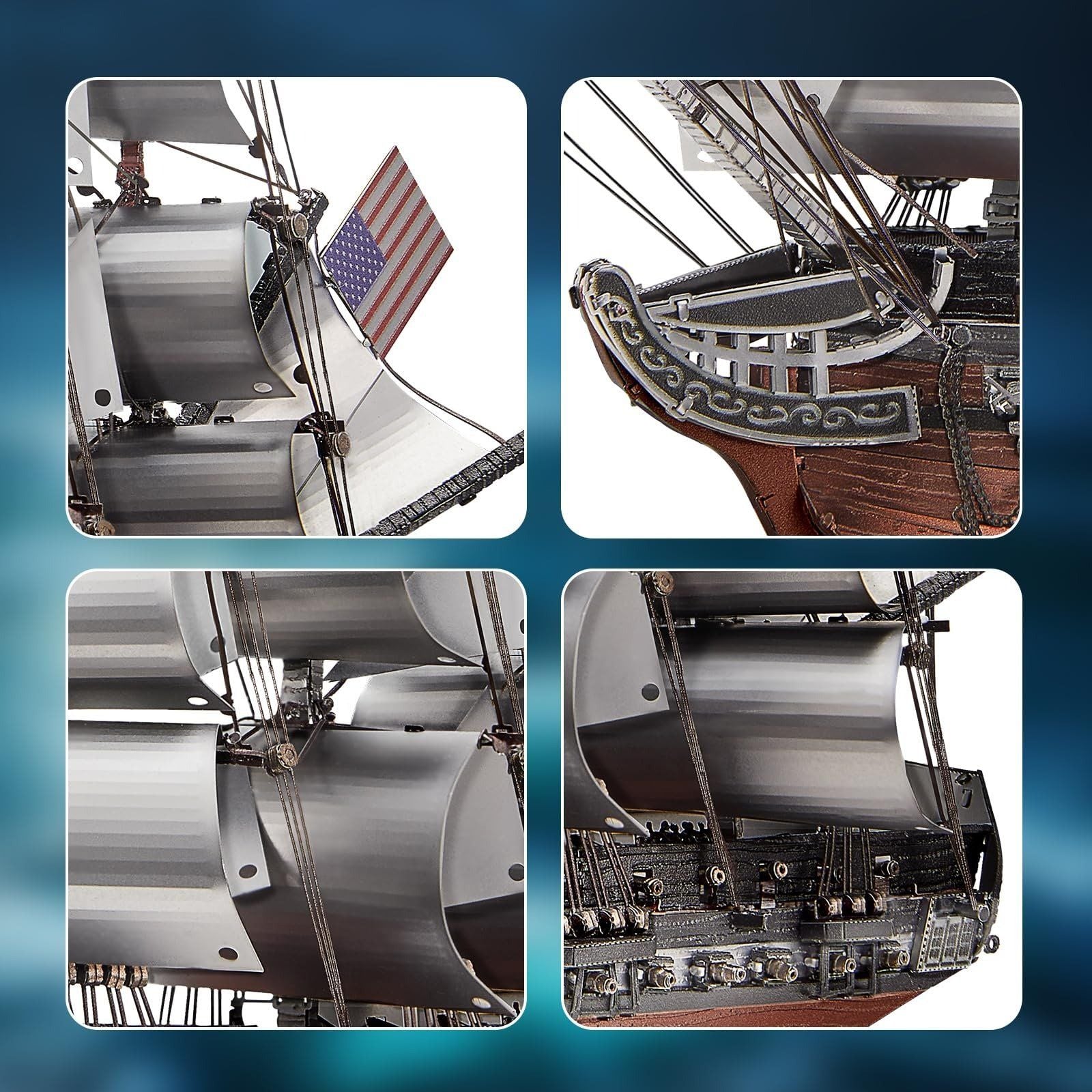  Mô Hình Kim Loại 3D Lắp Ráp Piececool Chiến Hạm Buồm USS Constitution IX-21 Hải Quân Hoa Kỳ (349 mảnh, Nhiều Màu) HP376-RS – MP1325 