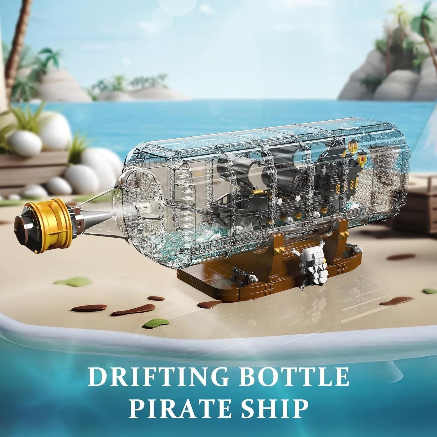  Mô Hình Nhựa 3D Lắp Ráp MOULD KING Tàu Ngọc Trai Đen Trong Chai 10065 (2206 mảnh, Pirate Ship in Bottle) - LG0192 