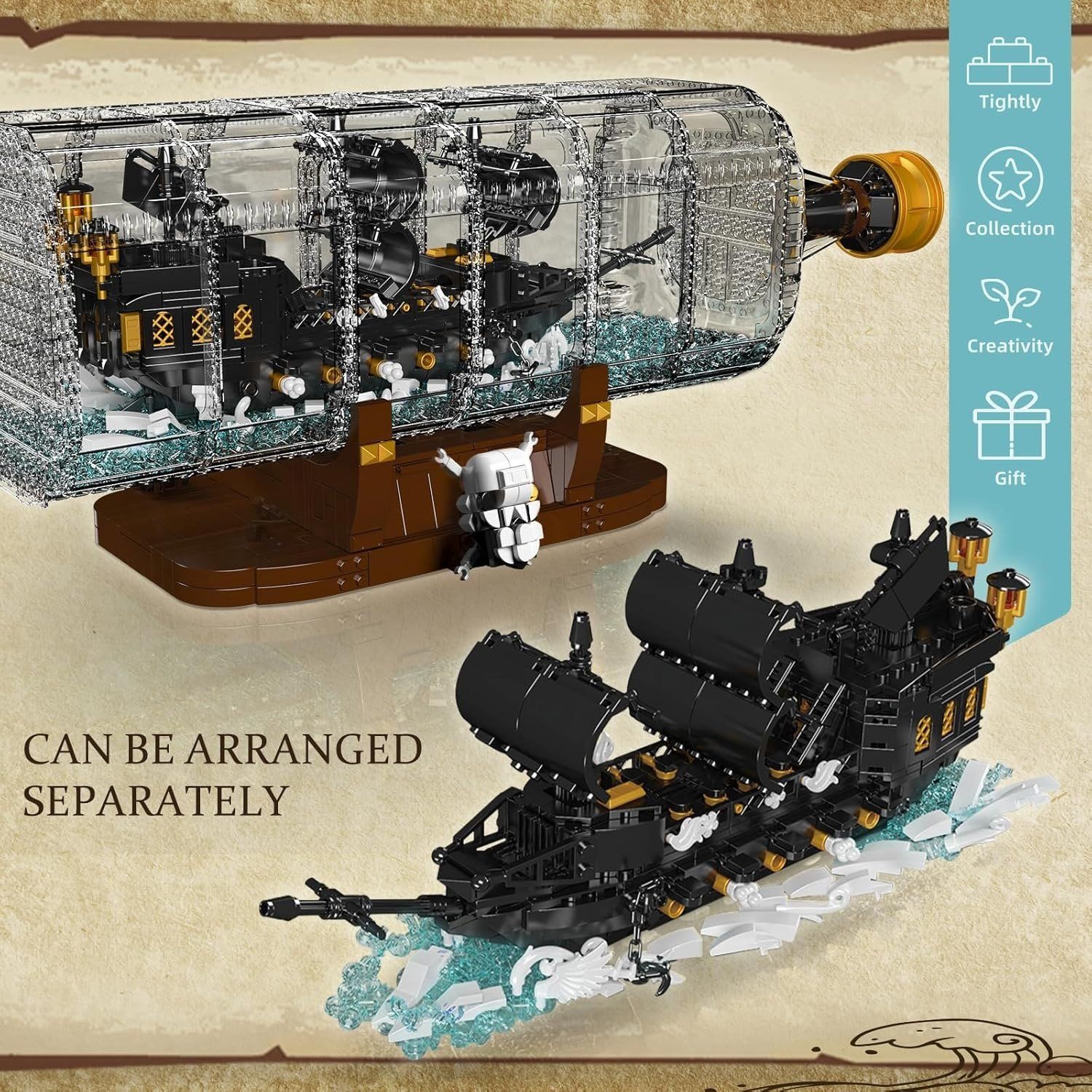  Mô Hình Nhựa 3D Lắp Ráp MOULD KING Tàu Ngọc Trai Đen Trong Chai 10065 (2206 mảnh, Pirate Ship in Bottle) - LG0192 