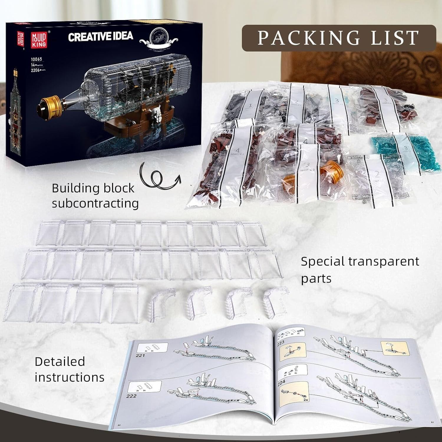  Mô Hình Nhựa 3D Lắp Ráp MOULD KING Tàu Ngọc Trai Đen Trong Chai 10065 (2206 mảnh, Pirate Ship in Bottle) - LG0192 