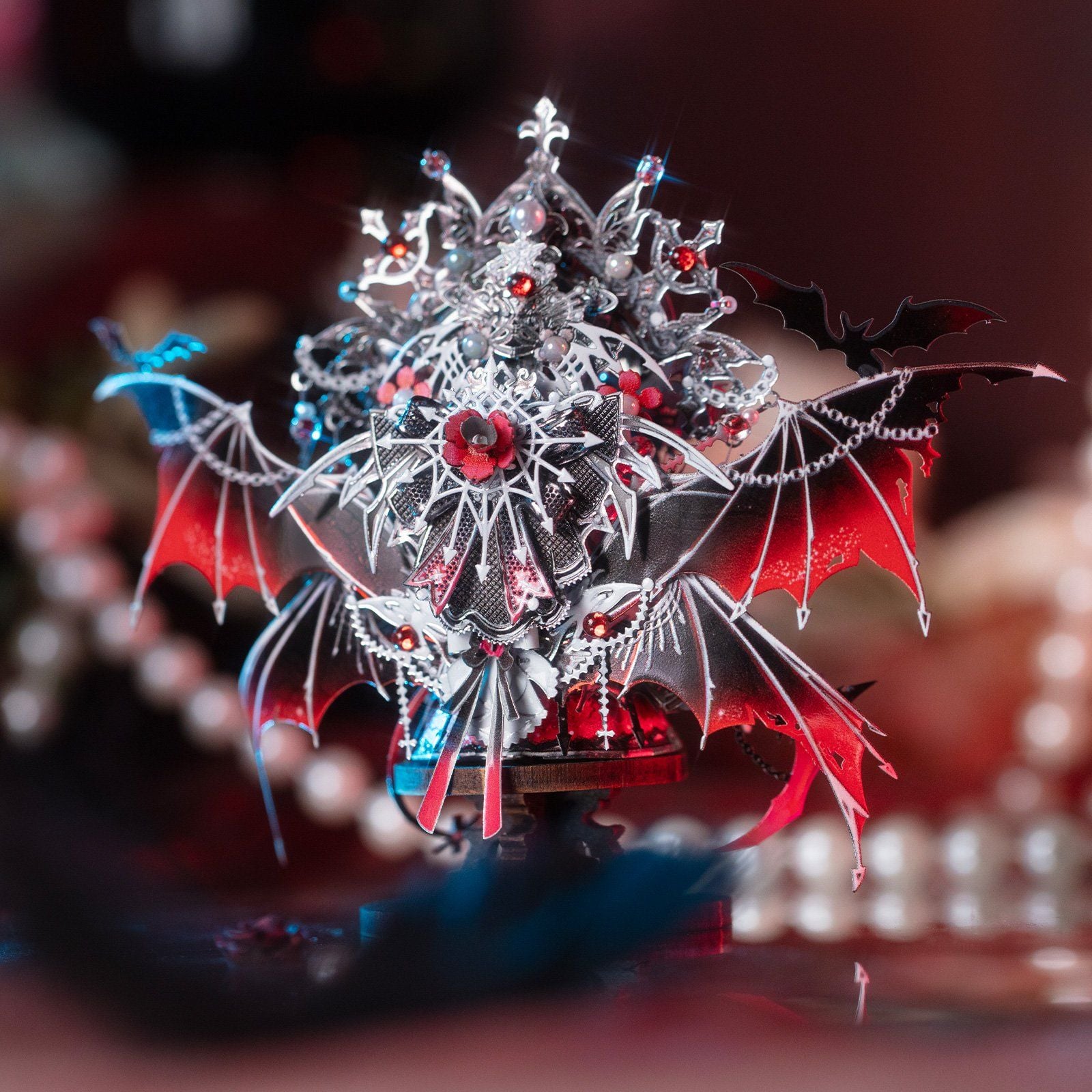  Mô Hình Kim Loại Lắp Ráp 3D MU Mèo Nữ Vương Bóng Đêm (93 mảnh, Đế Gỗ, Vampire Queen) YM-N146-Y – MP1313 