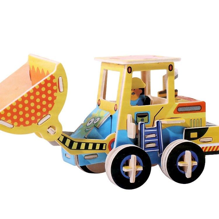  Đồ Chơi Xếp Hình 3D Bằng Gỗ Chủ Đề Xe Công Trình Và Máy Bay - Gỗ Ép Đã Sơn Màu Đẹp - WP269 