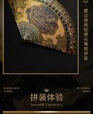  Mô Hình Kim Loại 3D Lắp Ráp Piececool Kim Hội Sơn Thủy Chiết Phiến (56 mảnh, Gold Painted Folding Fan) F002-GK – MP1300 