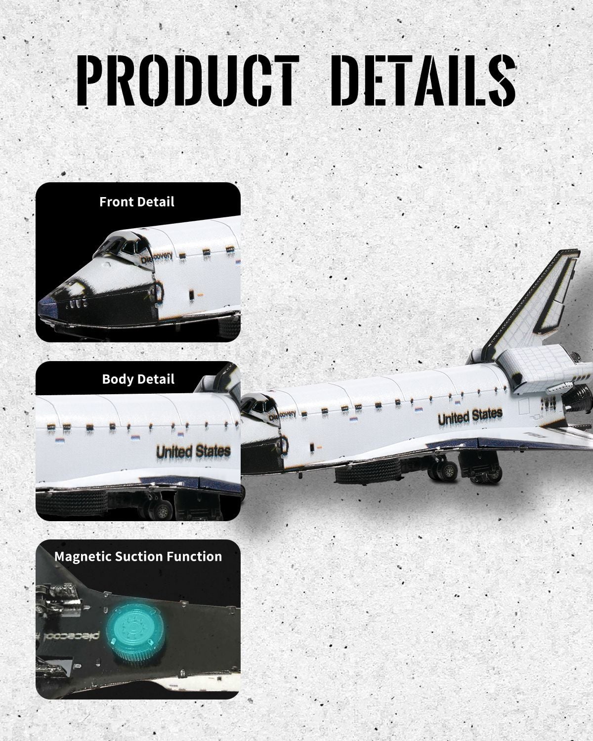  Mô Hình Kim Loại 3D Lắp Ráp Piececool Tàu Con Thoi (77 mảnh, Galaxy Spaceship, Hít Tủ Lạnh) HB012-WK – MP1328 