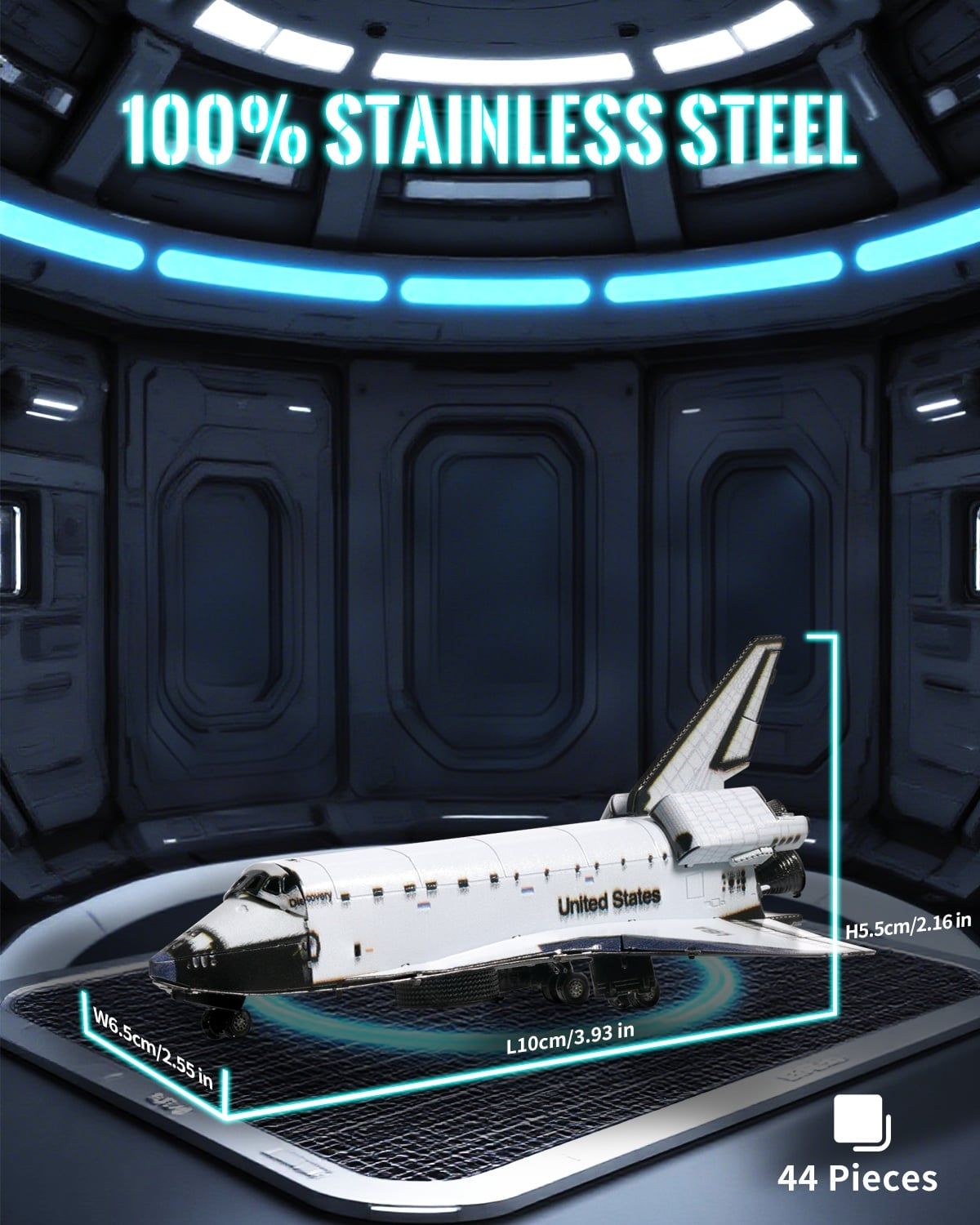  Mô Hình Kim Loại 3D Lắp Ráp Piececool Tàu Con Thoi (77 mảnh, Galaxy Spaceship, Hít Tủ Lạnh) HB012-WK – MP1328 