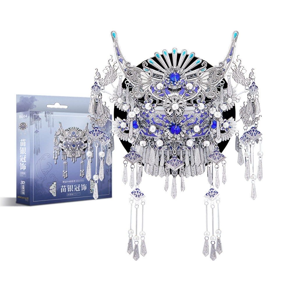  Mô Hình Kim Loại 3D Lắp Ráp Piececool Miêu Ngân Quan Sức (335 mảnh, Tiara-Miao Silversmithing Tiara, Hít Tủ Lạnh) B004-BS – MP1317 