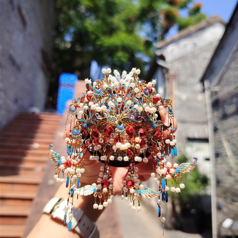  Mô Hình Kim Loại 3D Lắp Ráp Piececool Cửu Long Cửu Phượng Quan (183 mảnh, Nine Dragons and Nine Phoenix Crown, Hít Tủ Lạnh) B006-GB – MP1319 