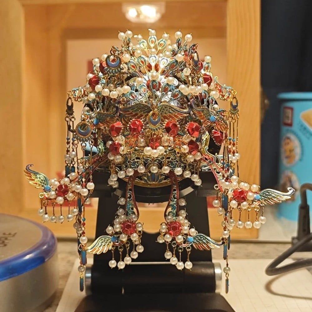  Mô Hình Kim Loại 3D Lắp Ráp Piececool Cửu Long Cửu Phượng Quan (183 mảnh, Nine Dragons and Nine Phoenix Crown, Hít Tủ Lạnh) B006-GB – MP1319 