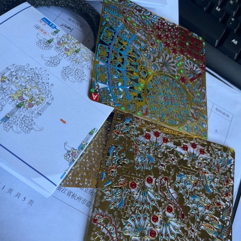  Mô Hình Kim Loại 3D Lắp Ráp Piececool Cửu Long Cửu Phượng Quan (183 mảnh, Nine Dragons and Nine Phoenix Crown, Hít Tủ Lạnh) B006-GB – MP1319 