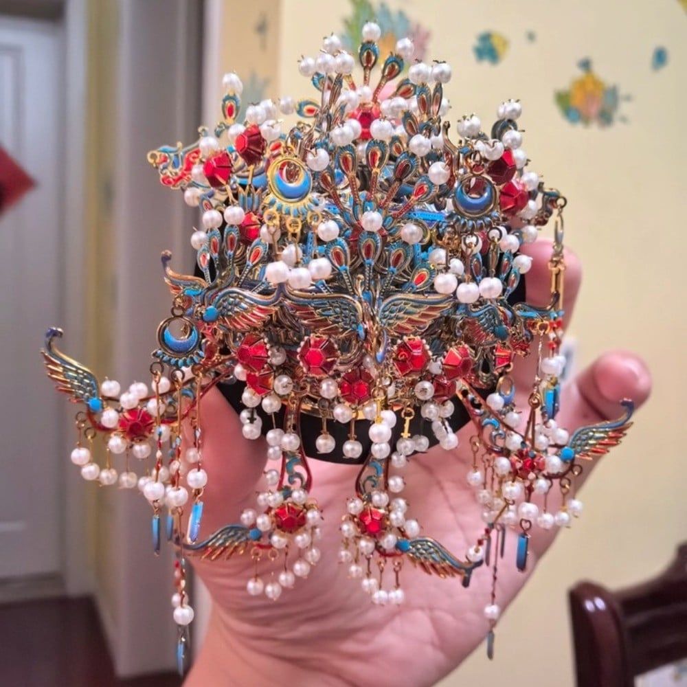  Mô Hình Kim Loại 3D Lắp Ráp Piececool Cửu Long Cửu Phượng Quan (183 mảnh, Nine Dragons and Nine Phoenix Crown, Hít Tủ Lạnh) B006-GB – MP1319 