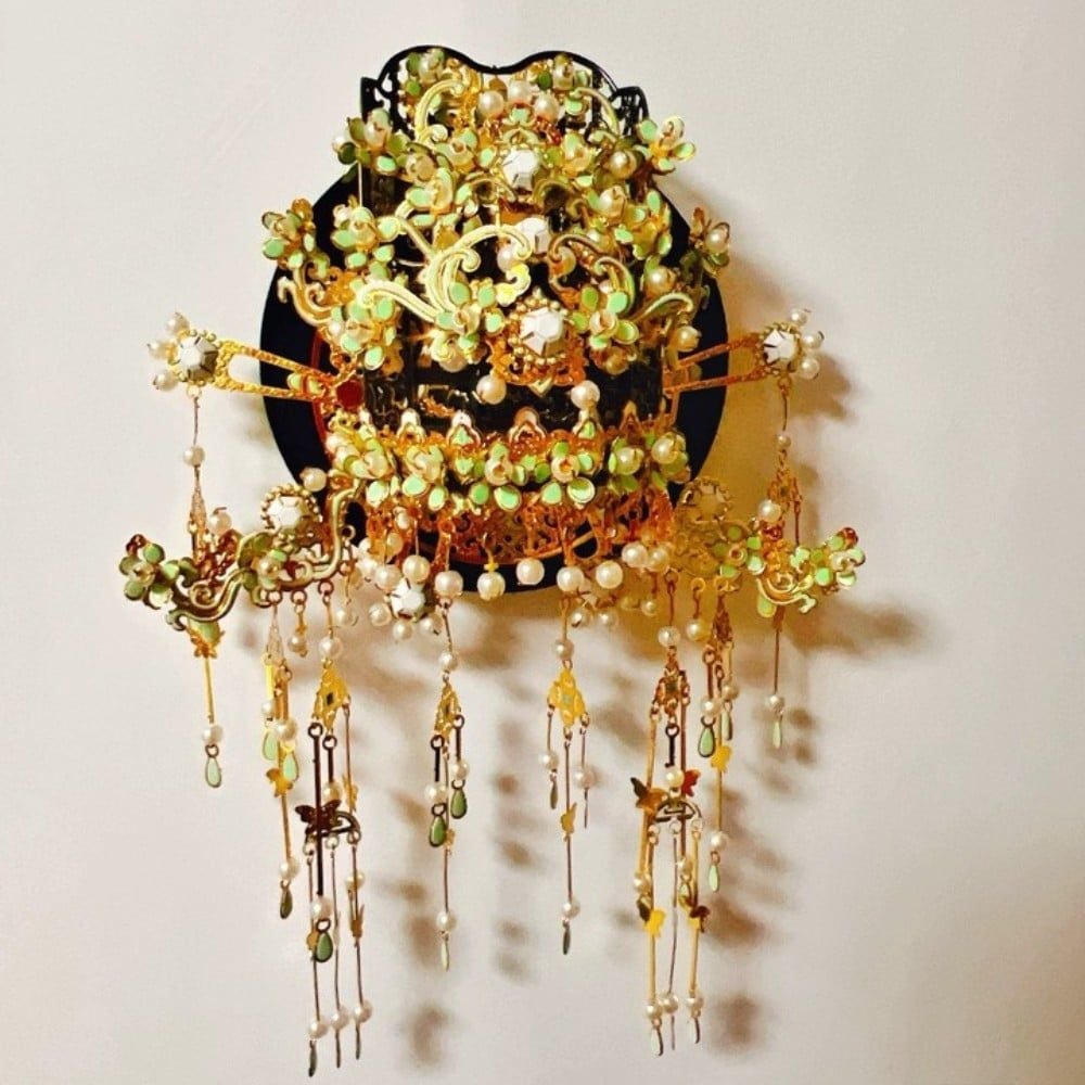  Mô Hình Kim Loại 3D Lắp Ráp Piececool Dao Hoa Thùy Châu Quan (223 mảnh, Yaohua Drooping Pearl Crown, Hít Tủ Lạnh) B007-GN – MP1320 