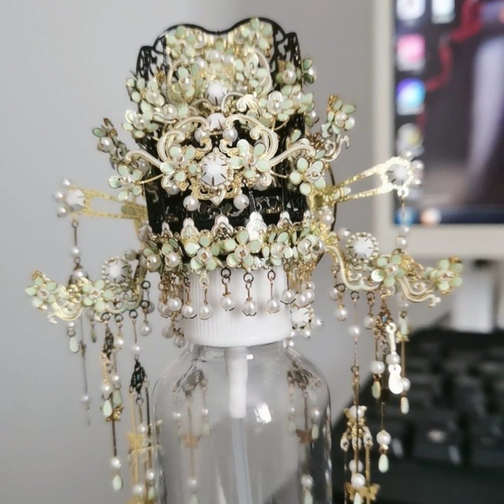  Mô Hình Kim Loại 3D Lắp Ráp Piececool Dao Hoa Thùy Châu Quan (223 mảnh, Yaohua Drooping Pearl Crown, Hít Tủ Lạnh) B007-GN – MP1320 