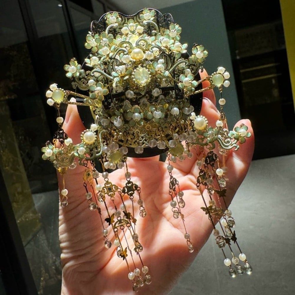  Mô Hình Kim Loại 3D Lắp Ráp Piececool Dao Hoa Thùy Châu Quan (223 mảnh, Yaohua Drooping Pearl Crown, Hít Tủ Lạnh) B007-GN – MP1320 