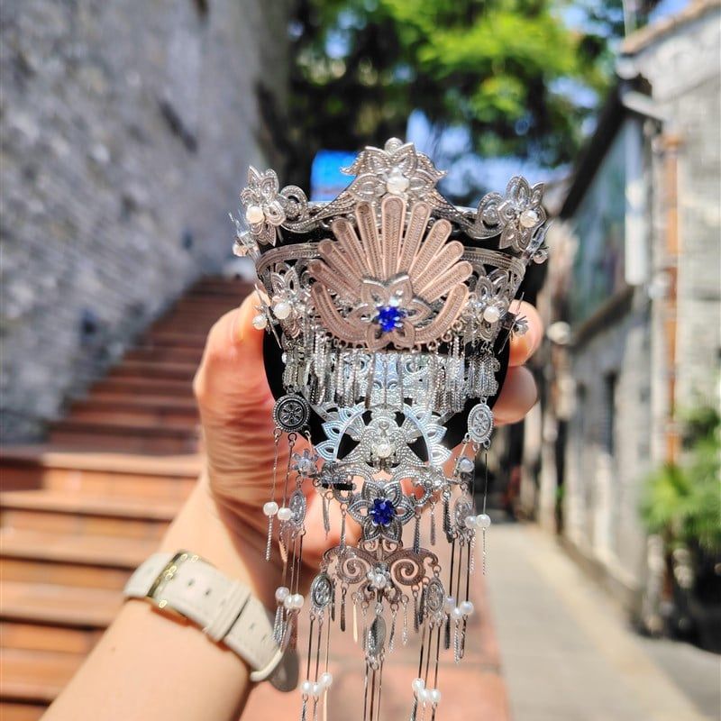  Mô Hình Kim Loại 3D Lắp Ráp Piececool Di Tộc Ngân Quan (194 mảnh, Yi Ethnic Silver Tiara, Hít Tủ Lạnh) B008-SK – MP1321 