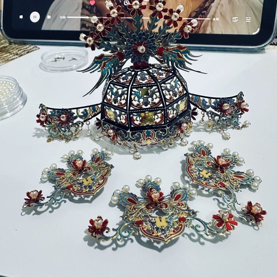  Mô Hình Kim Loại 3D Lắp Ráp Piececool Điểm Thúy Phượng Quan (206 mảnh, Kingfisher Phoenix, Hít Tủ Lạnh) B009-BG – MP1322 