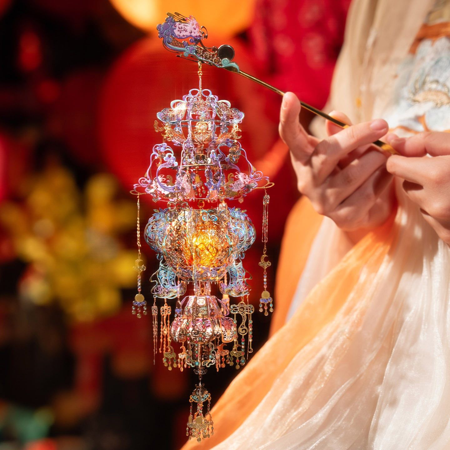  Mô Hình Kim Loại 3D Lắp Ráp Piececool Lồng Đèn Tiểu Đoàn Viên - Hạp Tử Đăng (100 mảnh, Little Reunions Box Lantern) F005-BS – MP1339 