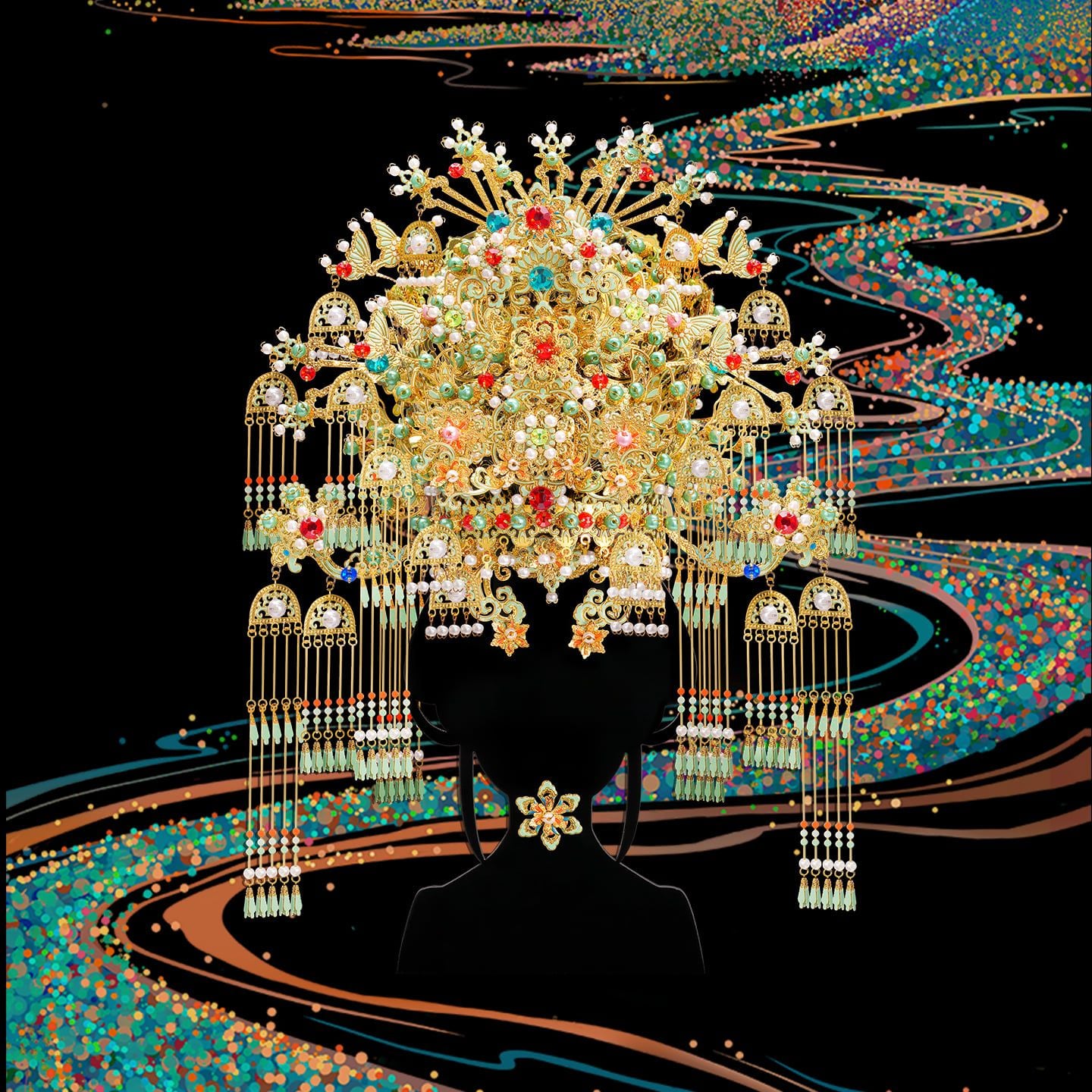  Mô Hình Kim Loại 3D Lắp Ráp Piececool Bảo Điền Kim Châu Phượng Quan Thời Nhà Đường (874 mảnh, Tang Dynasty Gem-Inlaid Phoenix Crown) P443-GN – MP1337 