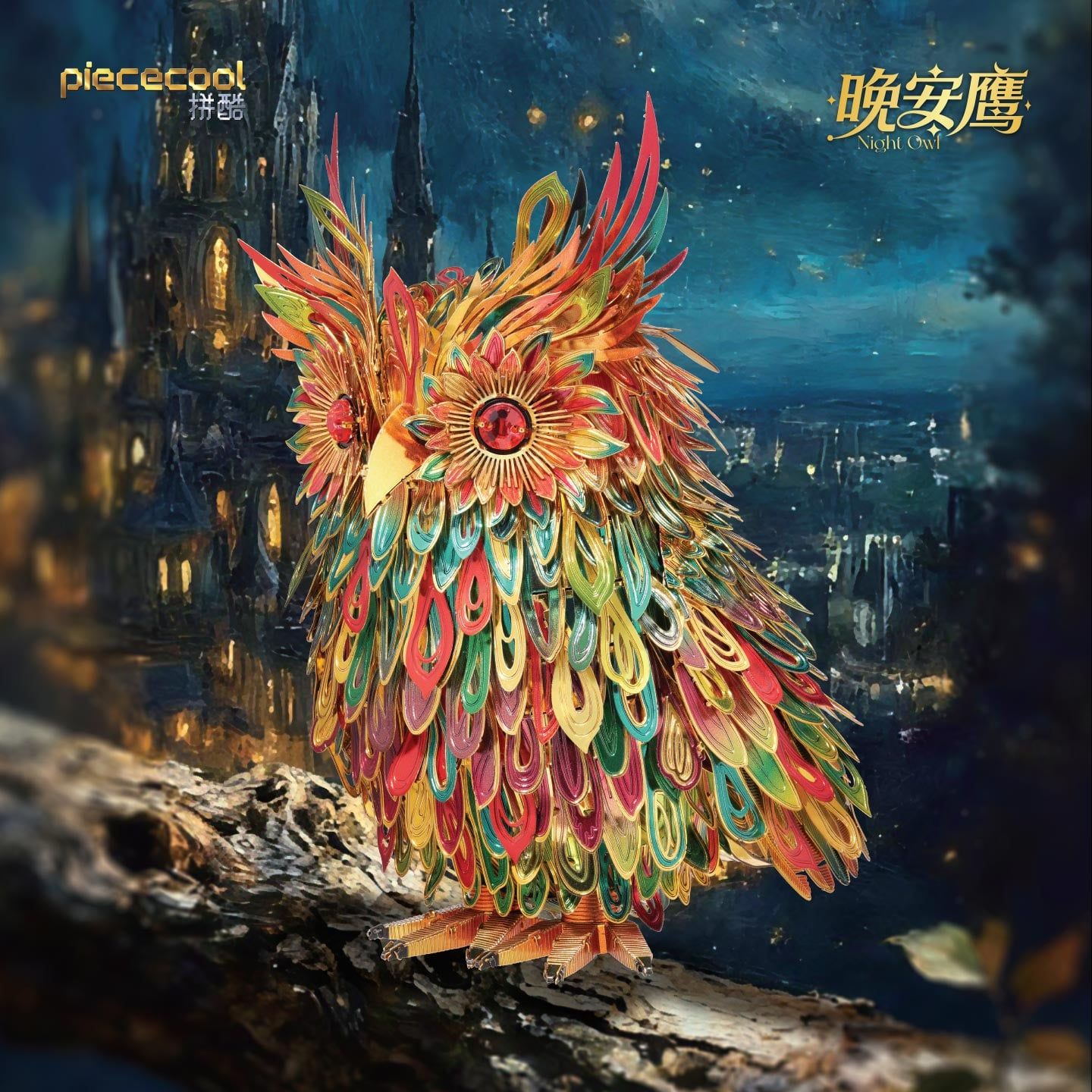  Mô Hình Kim Loại 3D Lắp Ráp Piececool Con Cú (117 mảnh, Night Owl) P450-GR – MP1340 