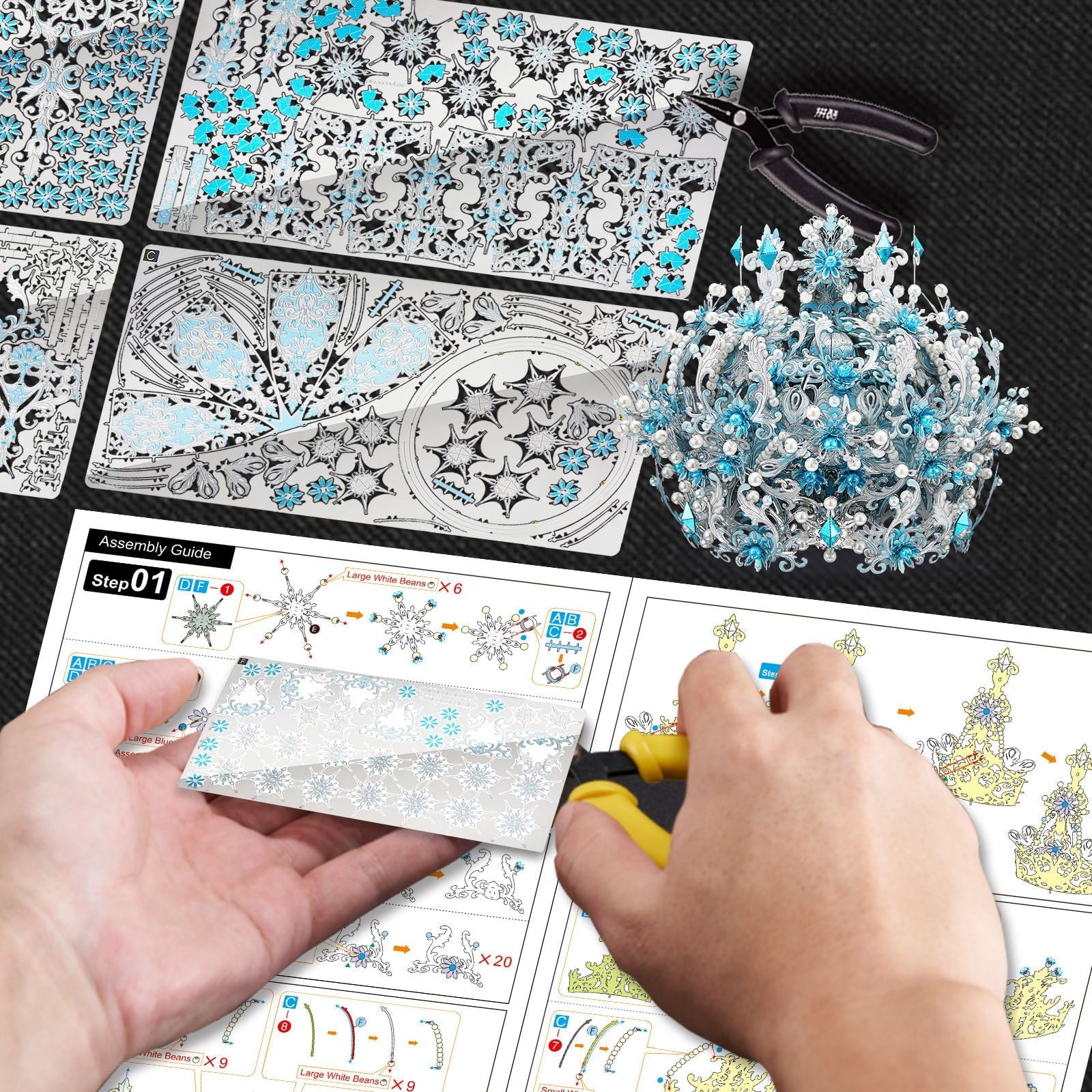  Mô Hình Kim Loại 3D Lắp Ráp Piececool Băng Tuyết Hoàng Quan (305 mảnh, Ice Rock Crown) P377-BS – MP1332 