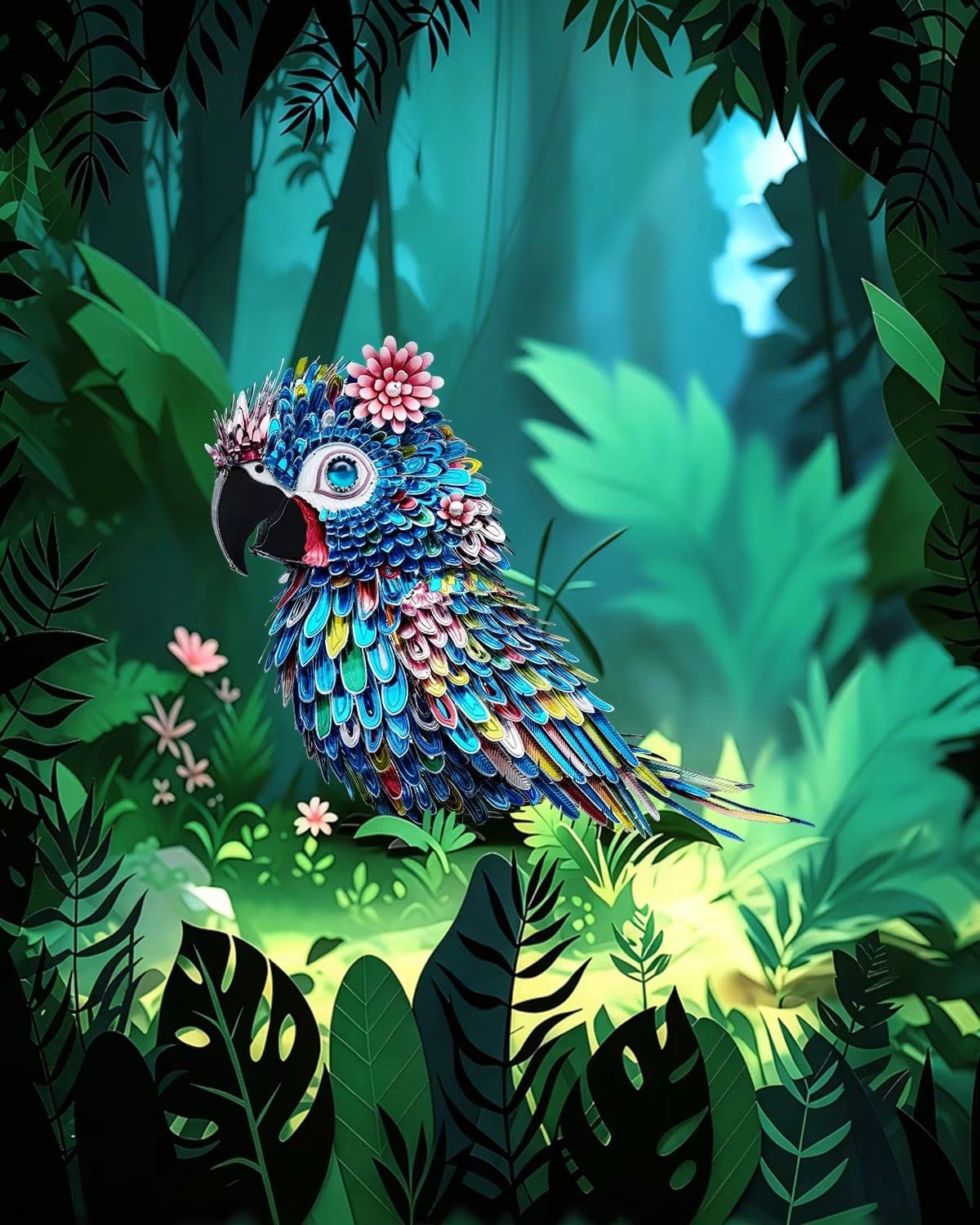  Mô Hình Kim Loại 3D Lắp Ráp Piececool Linh Tê Anh Vũ (173 mảnh, Telepathic Parrot) HP471-BS – MP1349 