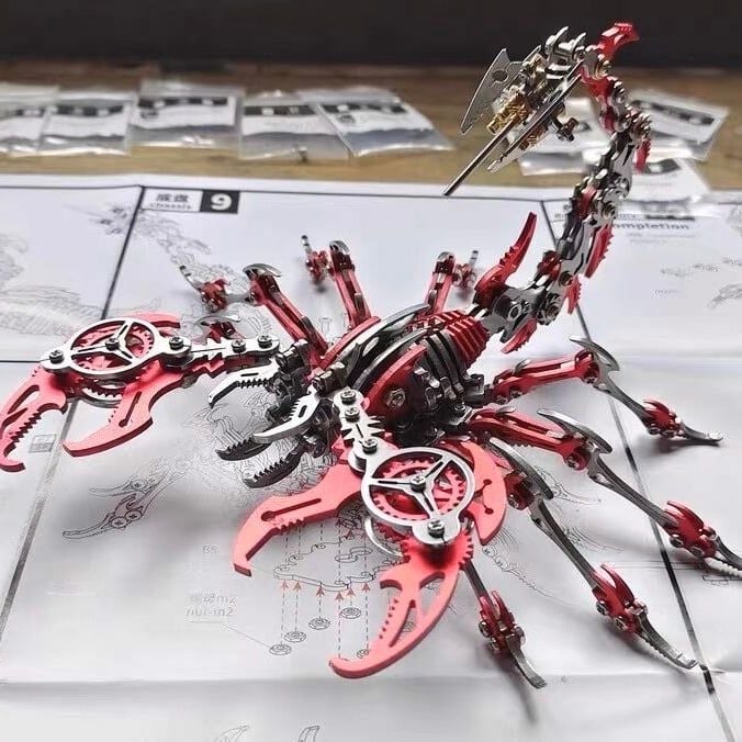  Mô Hình Kim Loại Lắp Ráp 3D Steel Warcraft Bọ Cạp Bóng Đêm (Màu Đỏ Bạc) - SW049 
