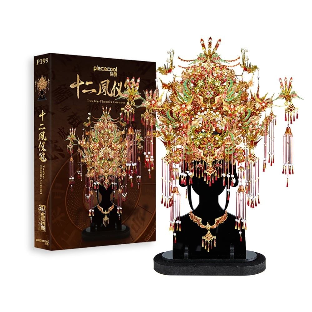  Mô Hình Kim Loại 3D Lắp Ráp Piececool Thập Nhị Phượng Nghi Quan (1071 mảnh, Twelve-Phoenix Coronet) P399-GR – MP1302 