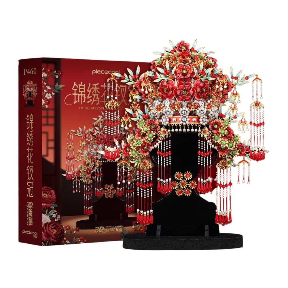  Mô Hình Kim Loại 3D Lắp Ráp Piececool Mão Hoa Cẩm Tú (967 mảnh, Embroidered Flower Hairpin Crown) P460-RS – MP1343 