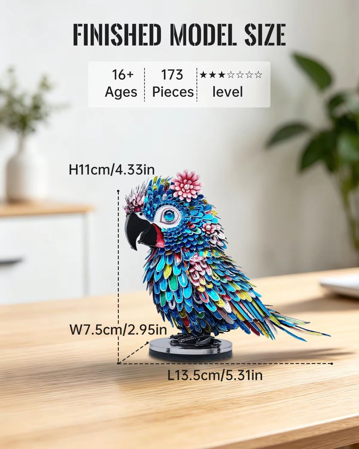  Mô Hình Kim Loại 3D Lắp Ráp Piececool Linh Tê Anh Vũ (173 mảnh, Telepathic Parrot) HP471-BS – MP1349 