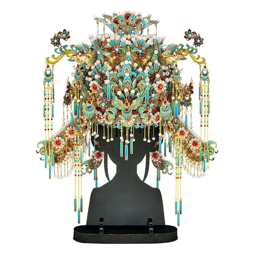  Mô Hình Kim Loại 3D Lắp Ráp Piececool Điểm Thúy Phượng Quan (748 mảnh, Kingfisher Phoenix Tiara) P388-BR – MP1303 