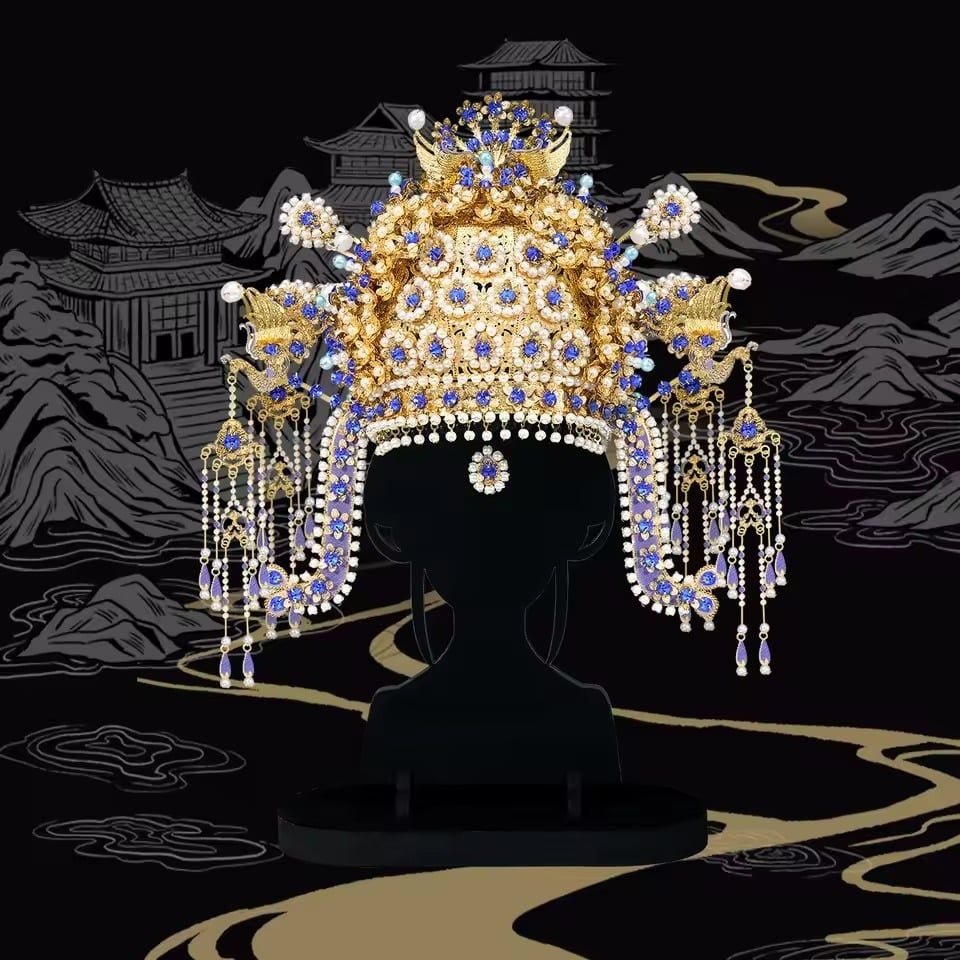  Mô Hình Kim Loại 3D Lắp Ráp Piececool Tùy Hoa Điền Lưu Kim Phượng Quan (1366 mảnh, Sui Dynasty Gilt Phoenix Crown with Floral Diadem) P442-GB – MP1323 