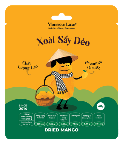  Monsieur Luxe Xoài Sấy Dẻo Ít Đường - Dried Mango Less Sugar - 40g 