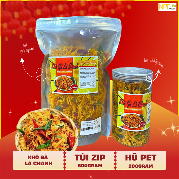  KHÔ GÀ LÁ CHANH TÚI ZIP 500GRAM 