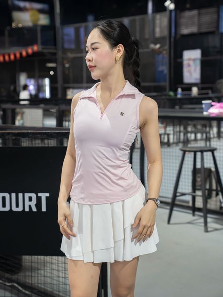 Áo ba lỗ nữ Reeta cổ polo khoá kéo A3206