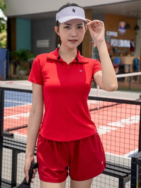 Áo polo thể thao nữ Reeta cổ dây khoá kéo A3038