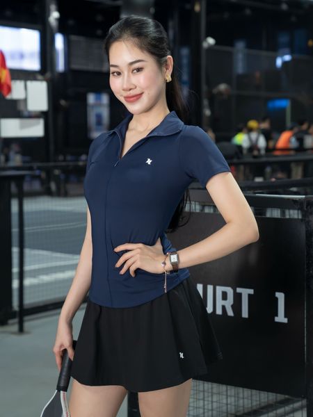 Áo polo thể thao nữ Reeta cổ dây khoá kéo A3038