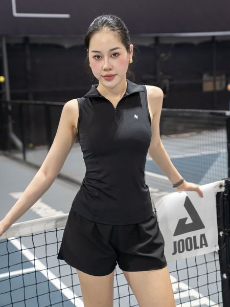 Áo ba lỗ nữ Reeta cổ polo khoá kéo A3206