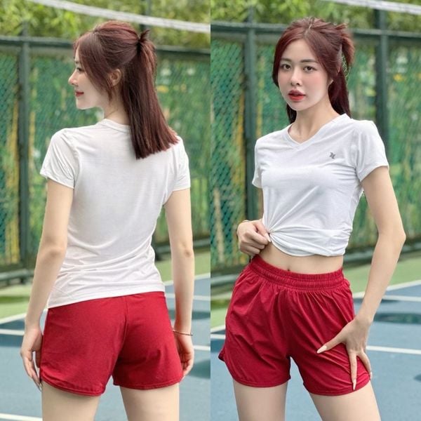 Áo thun thể thao nữ cổ tim - A006