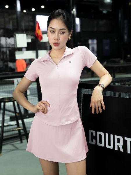 Áo polo thể thao nữ Reeta cổ dây khoá kéo A3038