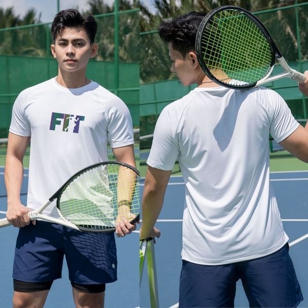 Áo thể thao nam cổ tròn logo Fit A130