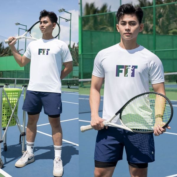 Áo thể thao nam cổ tròn logo Fit A130