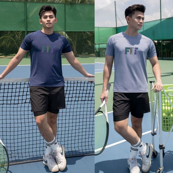 Áo thể thao nam cổ tròn logo Fit A130
