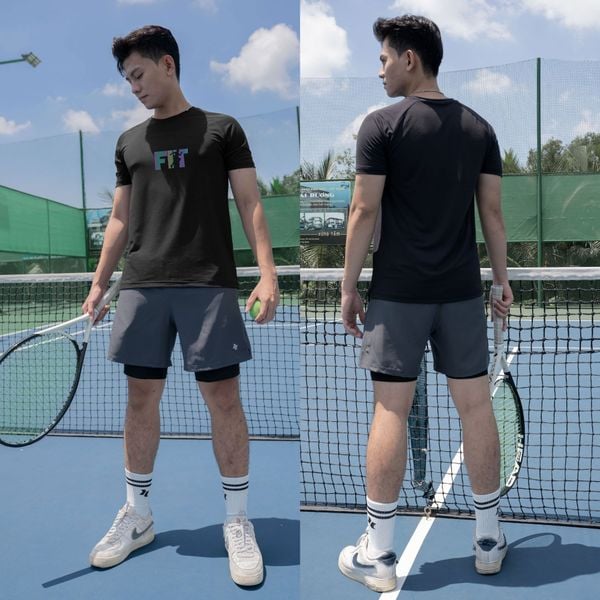 Áo thể thao nam cổ tròn logo Fit A130