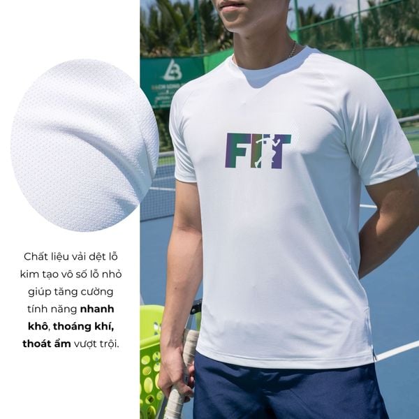 Áo thể thao nam cổ tròn logo Fit A130