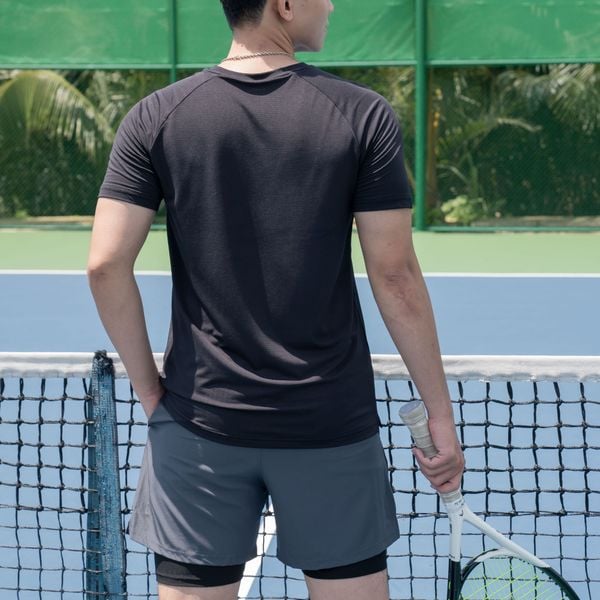 Áo thể thao nam cổ tròn logo Fit A130