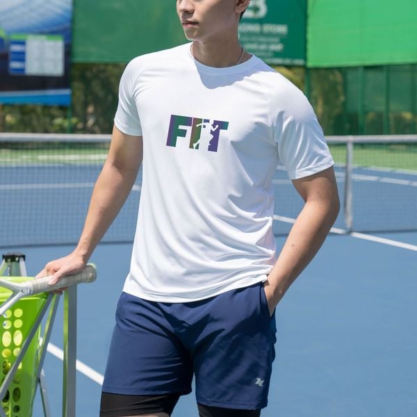 Áo thể thao nam cổ tròn logo Fit A130