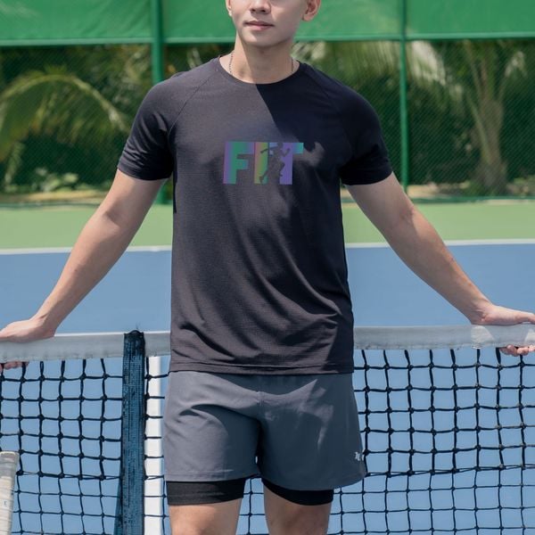 Áo thể thao nam cổ tròn logo Fit A130